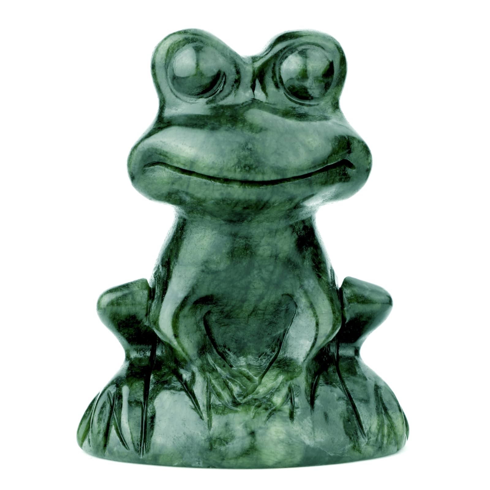 gemshan Jade Frog Statue for Home Offcice Decor Cute Jade Statue Hand-Carved Animal Figurines for Decoration