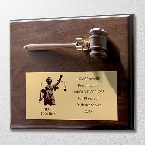 Miniatura 7 de Placa de martillo con tu texto y logotipo personalizados juez, oficial de policía, abogado, abogado o militar