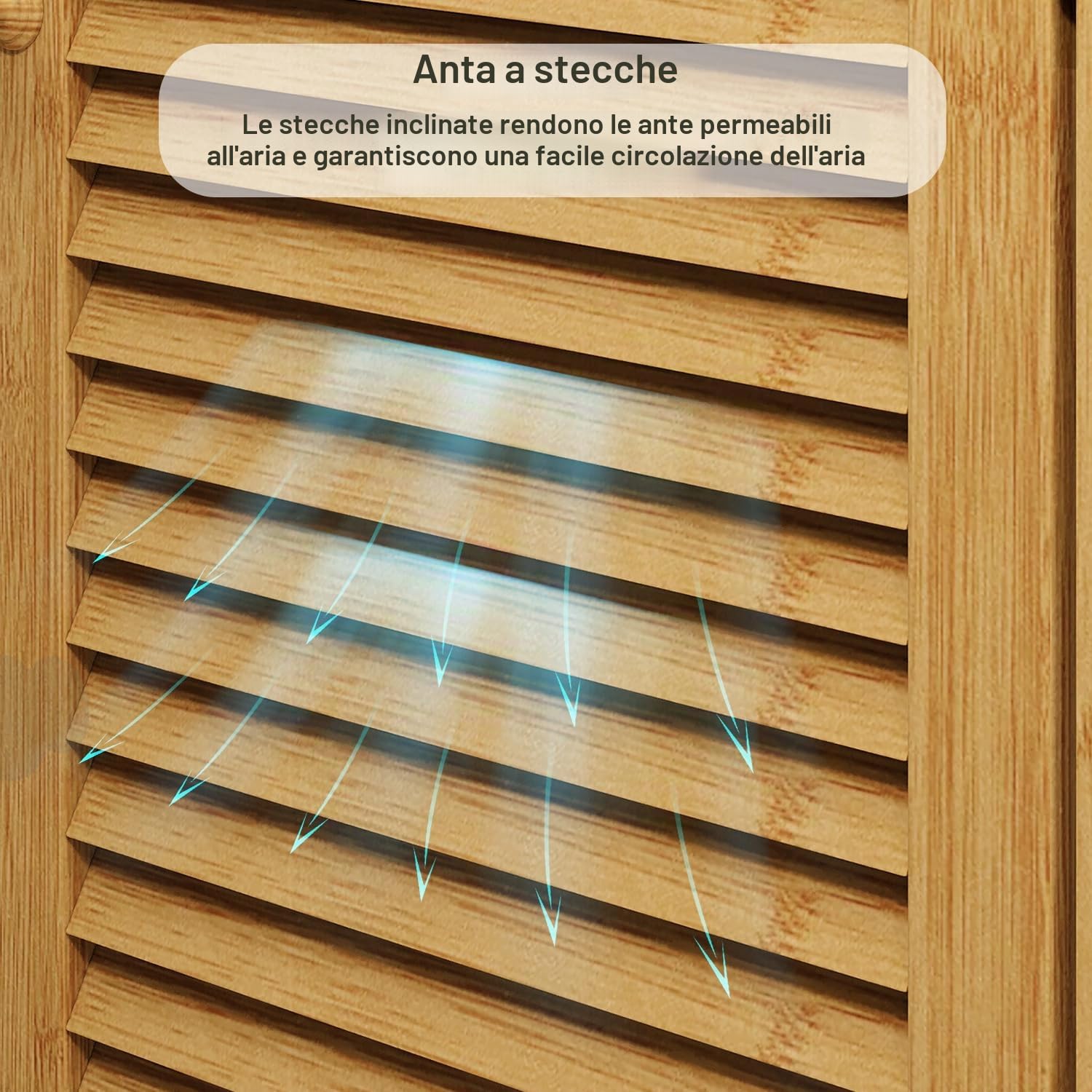 Xbro Mobile sottolavabo con 2 ante lamellari, ripiano regolabile, mobili da bagno per bagno, 60 x 30 x 60 cm,Colore legno di bambù