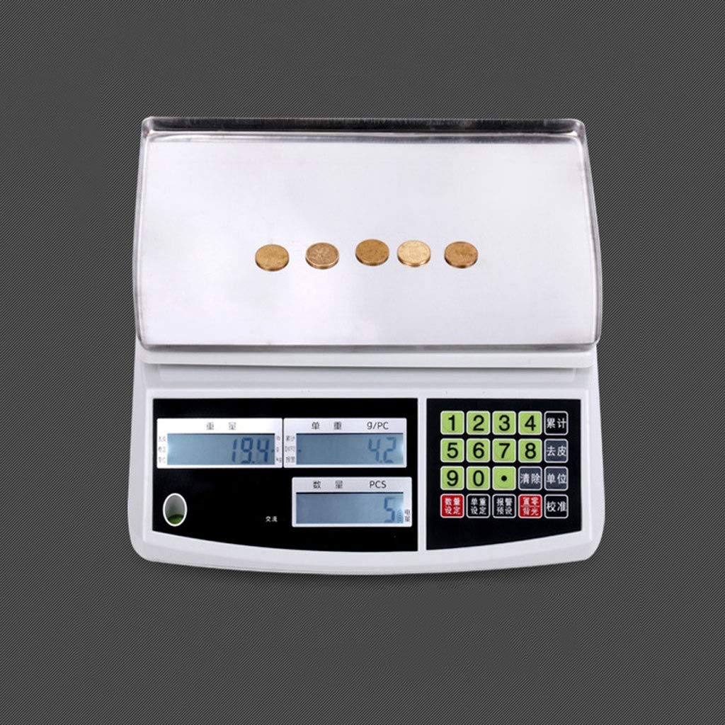 Báscula Digital electrónica de 30 kg/1 g con función de Tara y Pantalla LCD para Comercio doméstico, pesaje de Frutas, báscula Multifuncional.