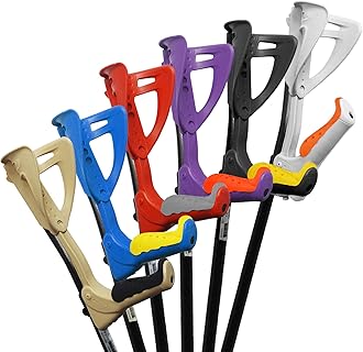 FDI Ergotech Comfort Grip Folding Handle + Collapsible Elbow Walking Stick Single Crutch, White + Black Grip