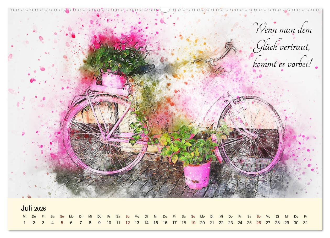 Aquarelle und Lebensweisheiten (hochwertiger Premium Wandkalender 2026 DIN A2 quer), Kunstdruck in Hochglanz: Lebensweisheiten für glückliche Momente und mehr Freude! (CALVENDO Gesundheit)