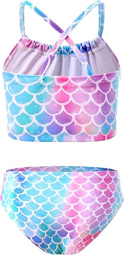 Miniatura 2 de TENVDA Traje de baño de 2 piezas para niñas, tankini con cuello halter, traje de baño deportivo de playa UPF 50+