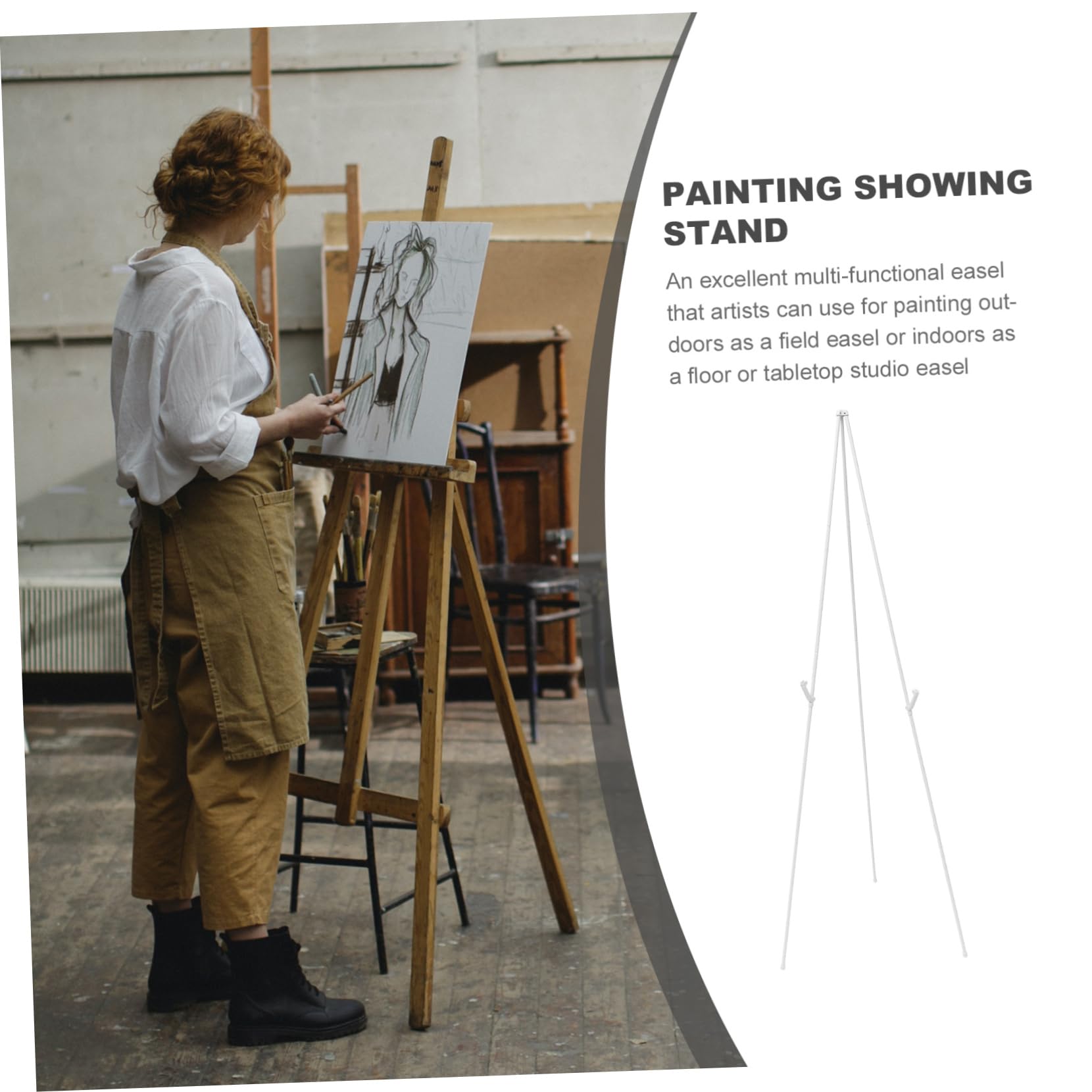 Caballete de Exhibición Plegable de Metal para Pinturas | Lienzo, Uso Sobremesa Suelo, Estructura Estable y Formato Multifunción