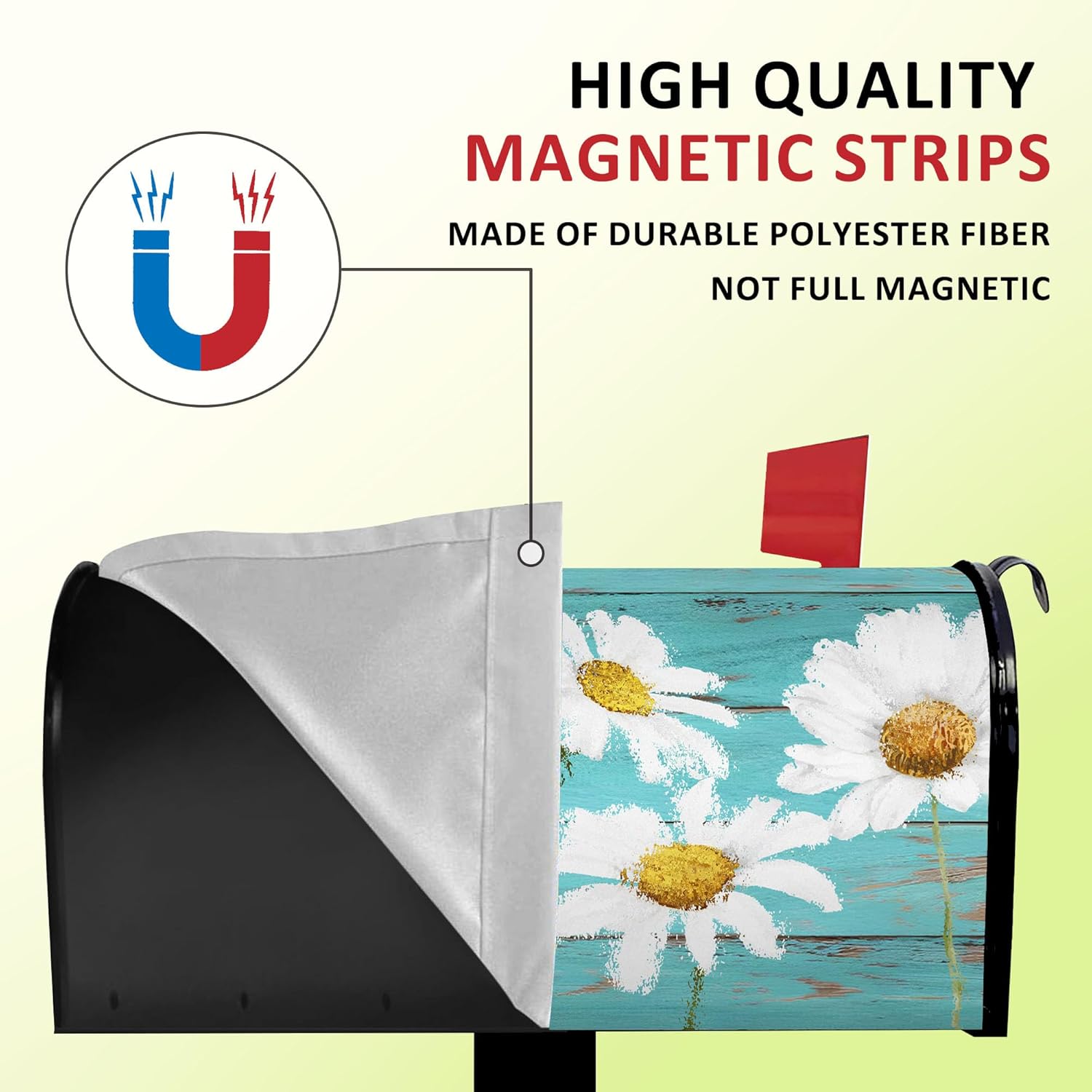 Daisy Mailbox Covers Magnetic Standard Size 21" X 18" Spring Summer Floral Welcome Mailbox Wraps Post Letter Box Cover for Garden Yard Home Decor Outdoor Decorations (Daisy 2, 21" x 18")