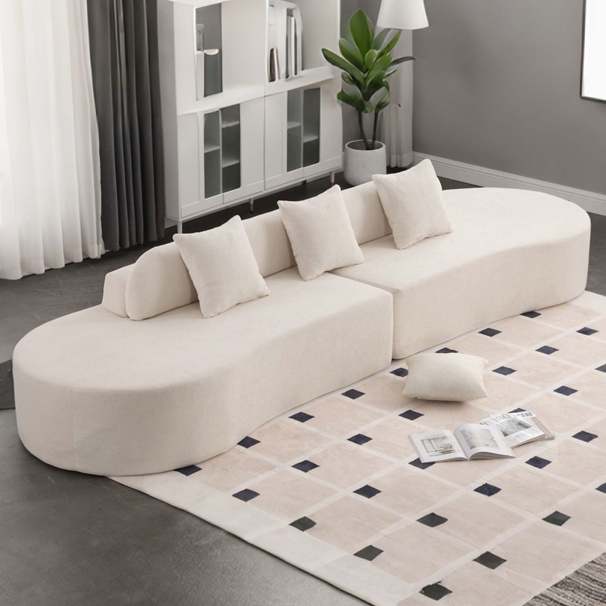 Taiweny 130.5” Oversized Curved Sectional Sofa, Modern Cloud Curved Couch Boneless Compression Sofa with 3 Pillows for Living Room Apartment Office,