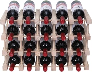 Stackable Wooden Wine Rack for 20 Bottles - Freestanding Pine Wood Cabinet, Easy No-Tool Assembly, Countertop Storage Holder