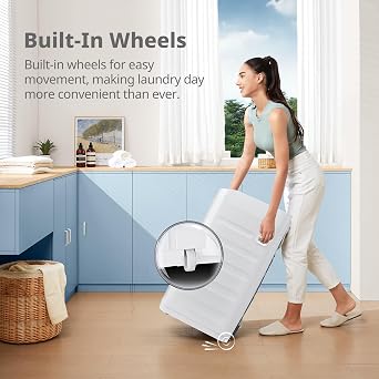 COMFEE' Portable Washing Machine, 0.9 cu.ft Compact Washer With LED Display, 5 Wash Cycles, 2 Built-in Rollers, Space Saving Full-Automatic Washer with wheels