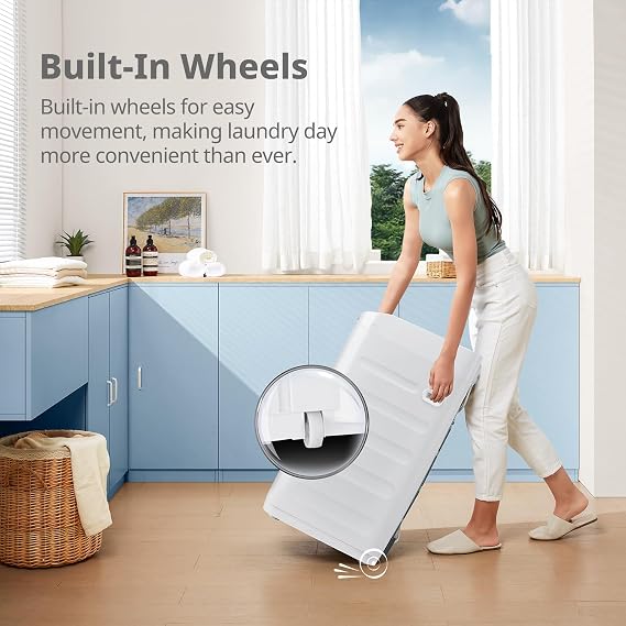 COMFEE' Portable Washing Machine, 0.9 cu.ft Compact Washer With LED Display, 5 Wash Cycles, 2 Built-in Rollers, Space Saving Full-Automatic Washer with wheels