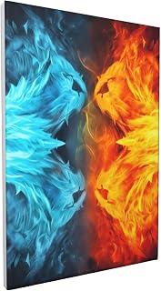 Canvas Wall Art for Living Room 8"x12" Modern Artwork Painting Pictures Hanging Canvas Prints Fire vs ice art Aesthetic Wall Art for Bedroom Bathroom Office Wall Art Print Decor