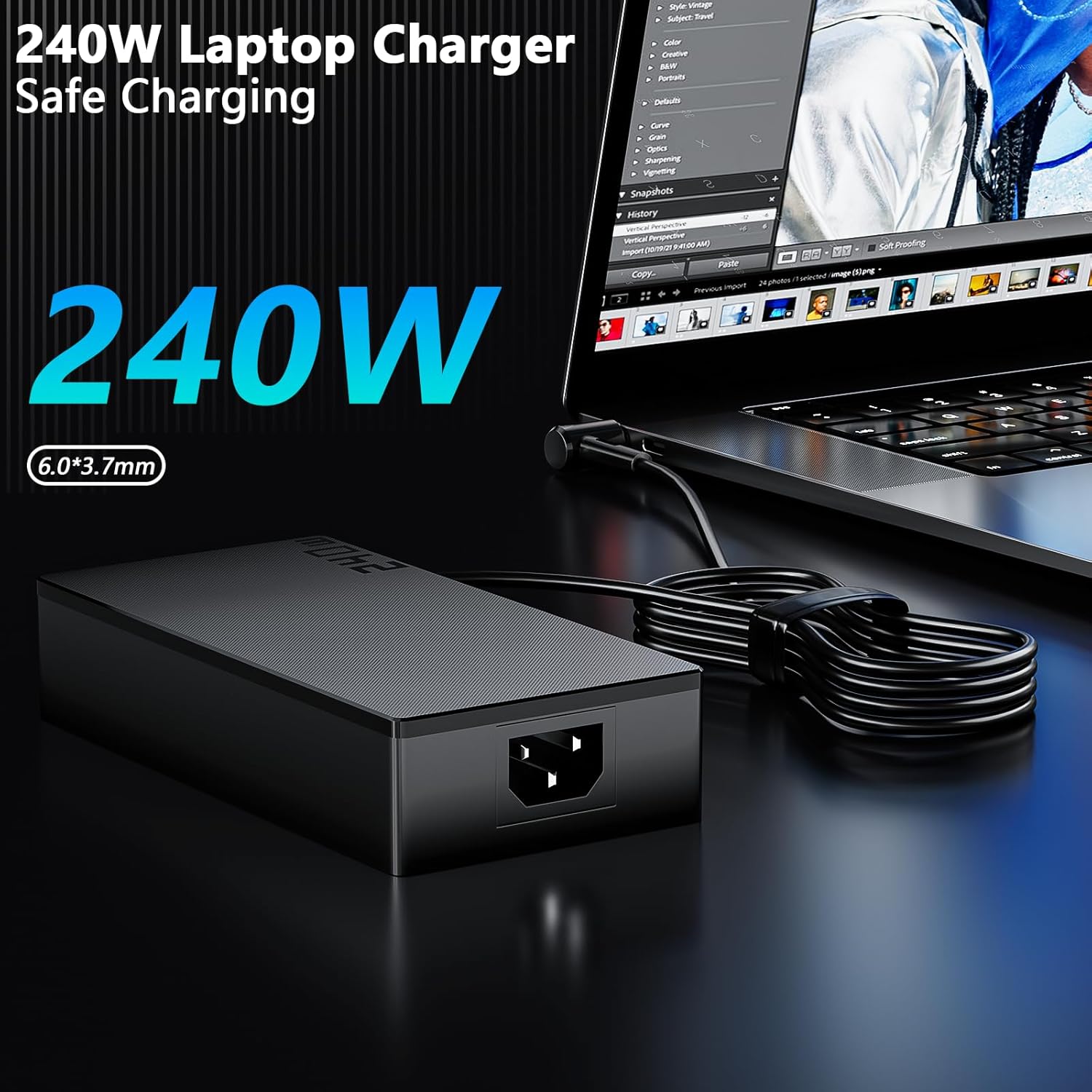 Ruilezyo 240W Laptop Charger Compatible with Asus ZenBook Pro Duo 15 OLED UX582 12th Gen UX582ZW UX582ZM UX582L UX582Z UX582LR UX581 UX581G UX581L UX581GV UX581LV ADP-240EB B Creators/Gaming Laptop
