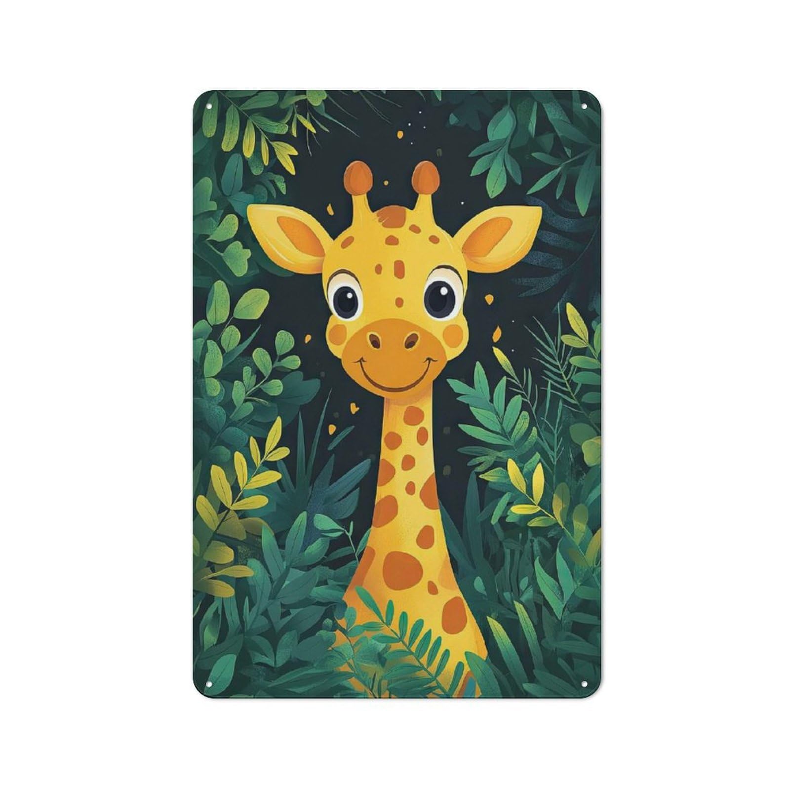 Junmoney Style-10 Smiling Giraffe In Jungle Rustic Metal Plaque 30X20cm For Café Or Restaurant, Wall Decor For People Reorganising Café And Restaurant