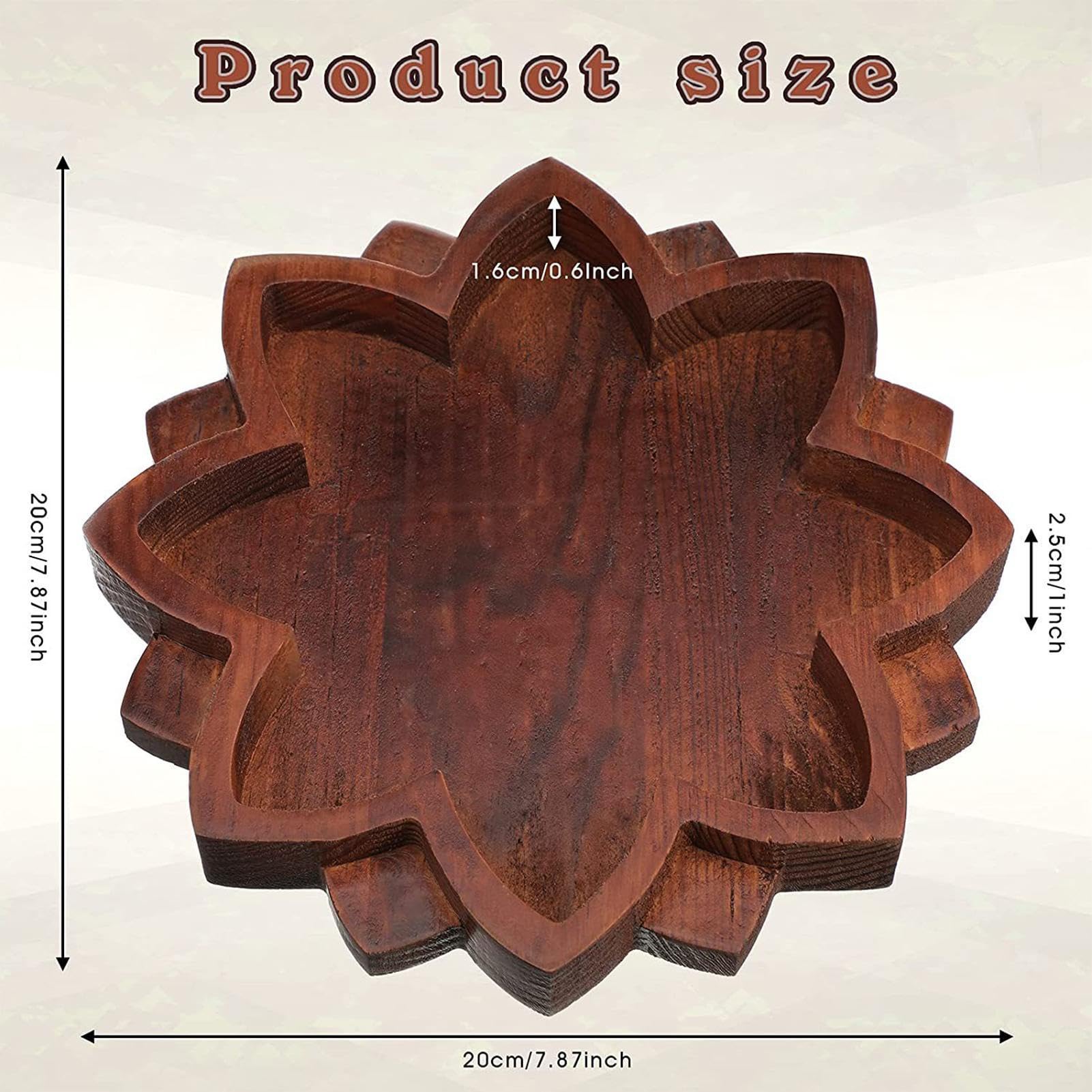Lotusförmiges Kristallhalter-Tablett Aus Holz –  Produktbild-Vorschau 2
