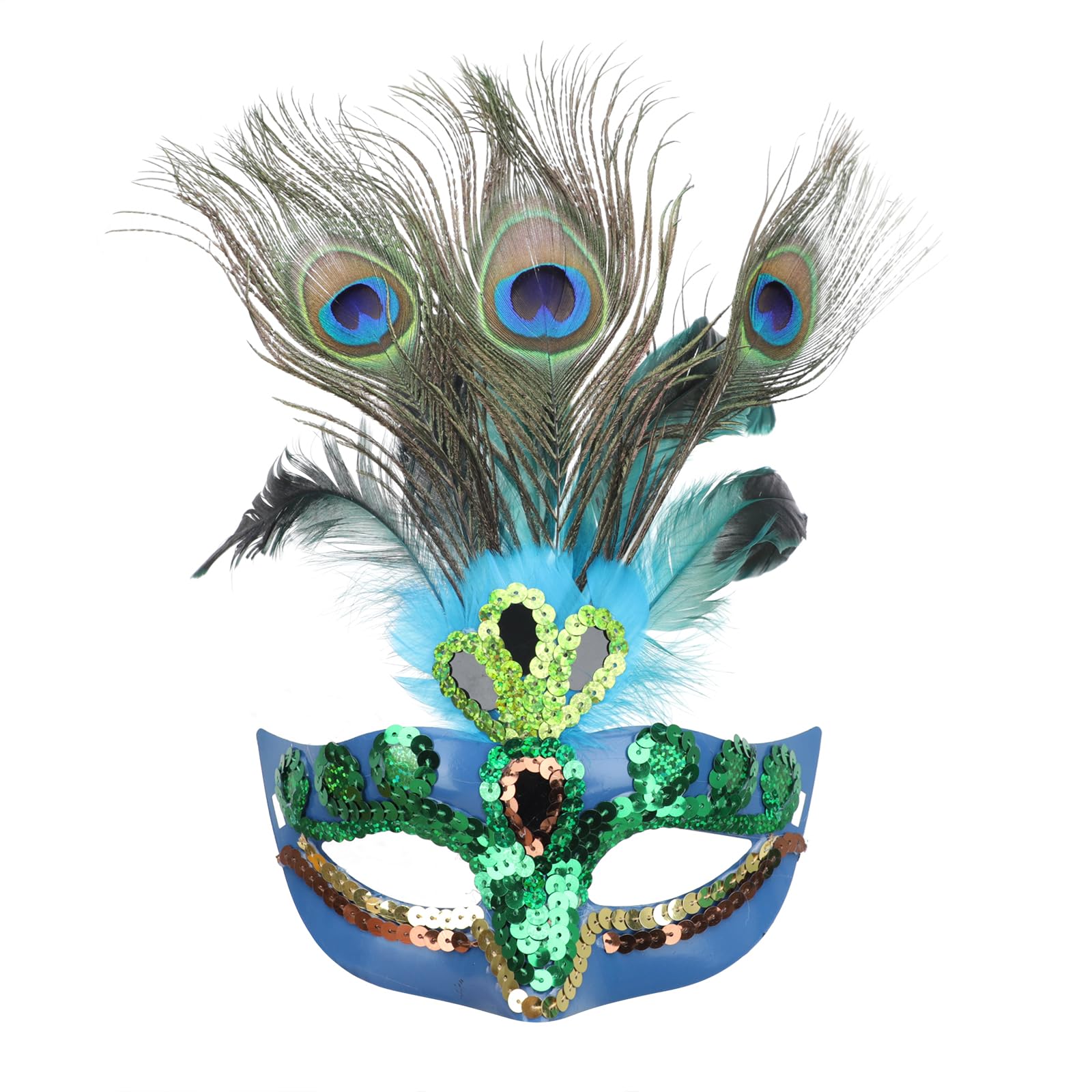TINAYAUE Mardi Gras Mask Halloween Peacock Feather Half Face Venetian Mask Masked Ball Christmas Sequins Masks Fancy Dress Costume Party Accessory for Women Adult Carnival Cosplay Stage Show