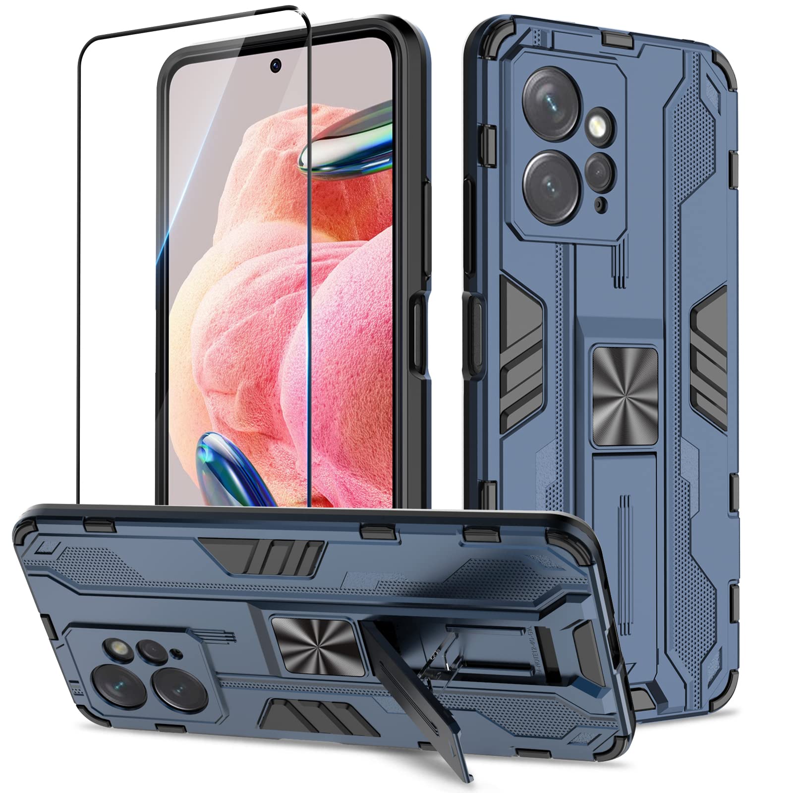 Funda para Samsung Galaxy A13 4G con Cristal Templado Protector Pantalla, Carcasa Antigolpes con Soporte anular metálico, Case Protectora de Grado Militar, Negro — view 206