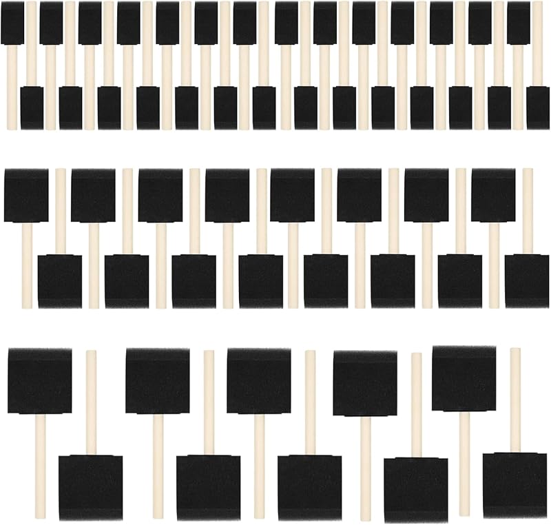 72 pinceles de espuma para pintura, pinceles de esponja con mango de madera para teñir, barnices y proyectos de manualidades (1'', 2'' y 3'')