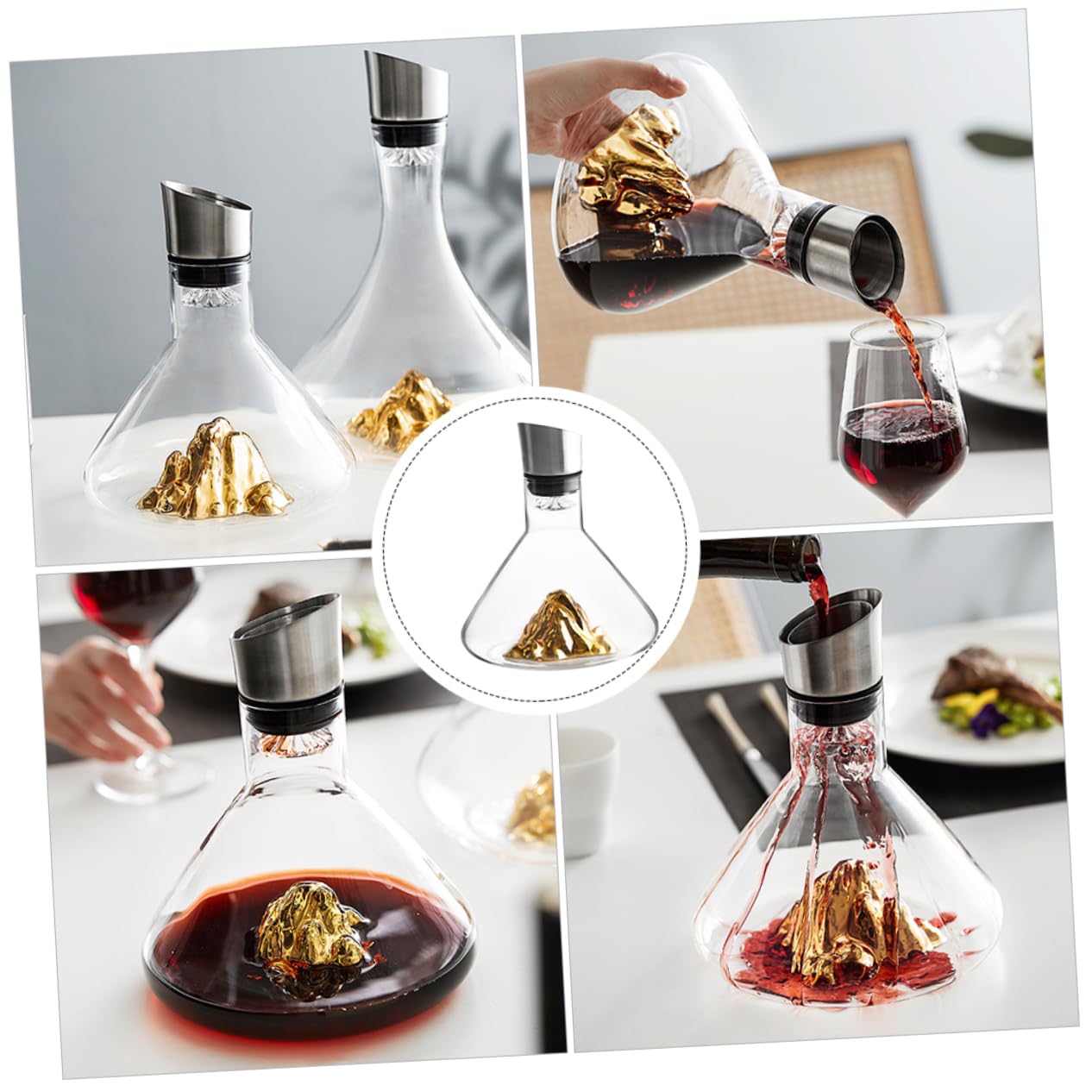 Mipcase Decantador de Vino Boca Inclinada Transparente para Decoración de Mesa para Bares Restaurantes y Hogar