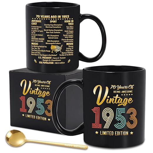 LEJIAJINW 70th Birthday Gifts for Men Women, Turning 70 Year old Birthday Gifts, Funny 70th Seventieth Anniversary Birthday Coffee Mug Gifts, Seventy Birthday Party Decorations
