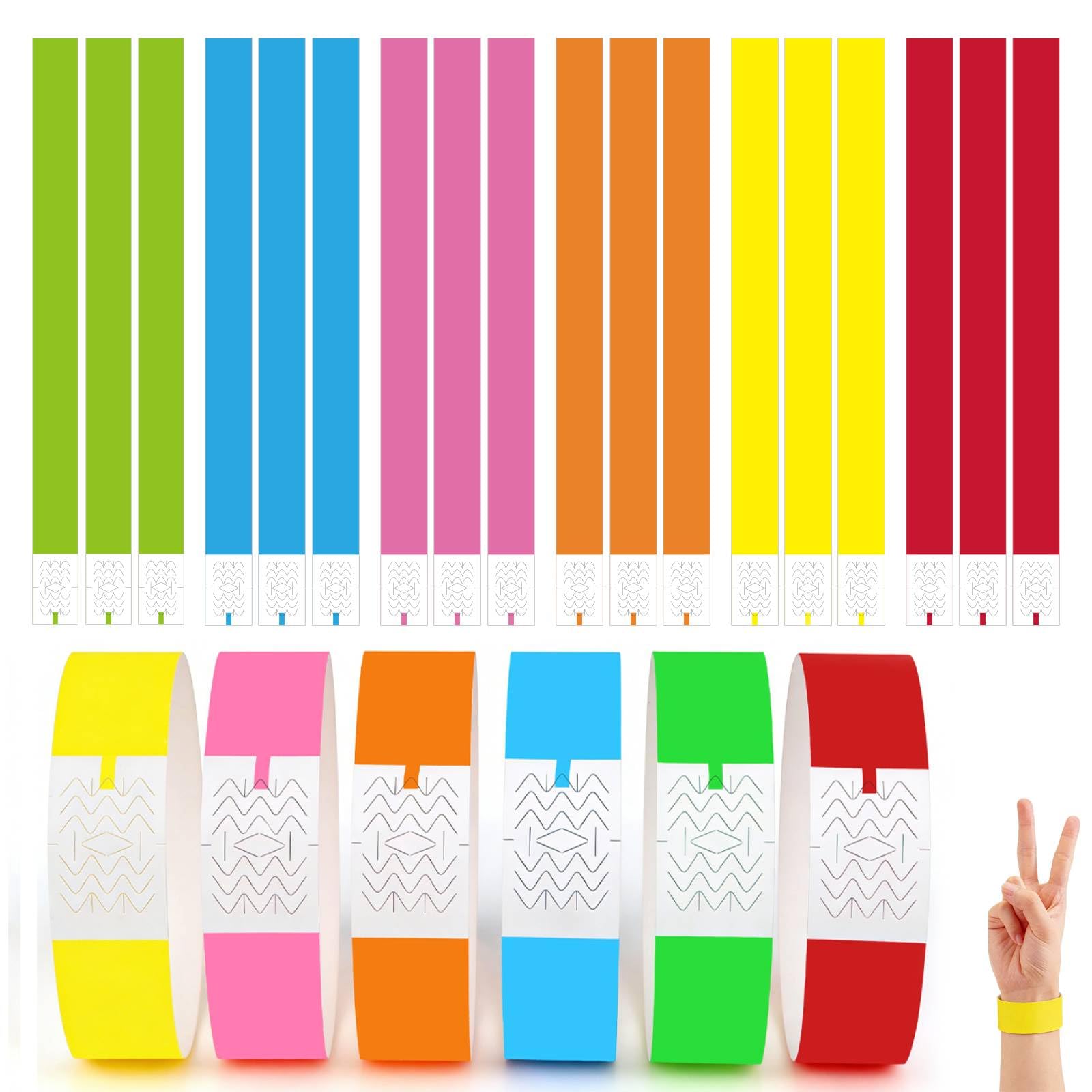 600 Stück Party Handgelenkband für Event-Clubs,Einlassbänder,6 Farben | 6 Farben 25×1.9cm Wasserdicht Event Armbänder aus Papier,Kontrollbänder Leichte für Veranstaltungen,Clubs,Festivals & Konzert