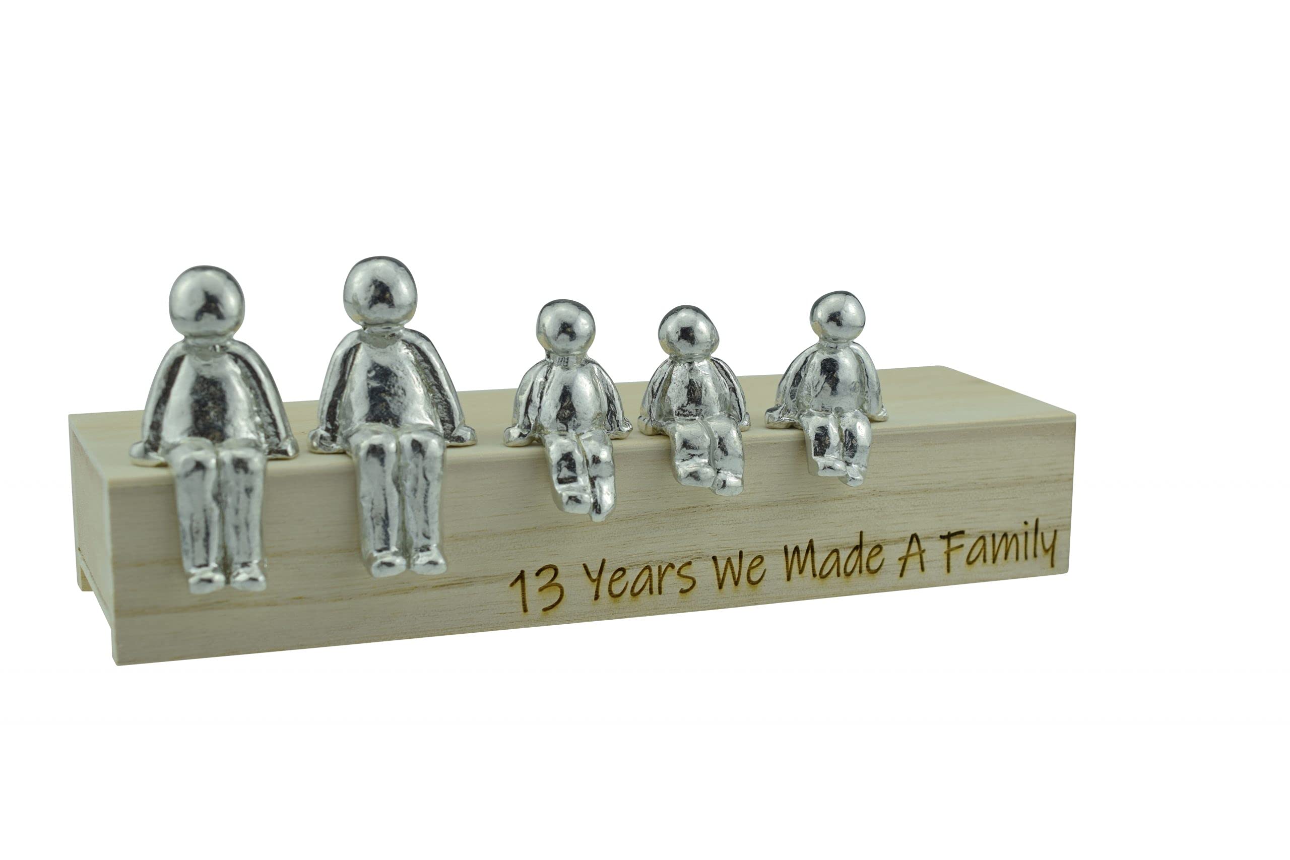 Décoration en métal 13e anniversaire de mariage avec socle bois véritable