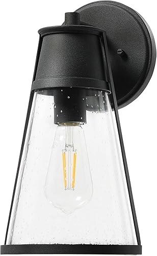 Jaxon - Aplique de pared para exteriores de metal y vidrio sembrado, zinc envejecido