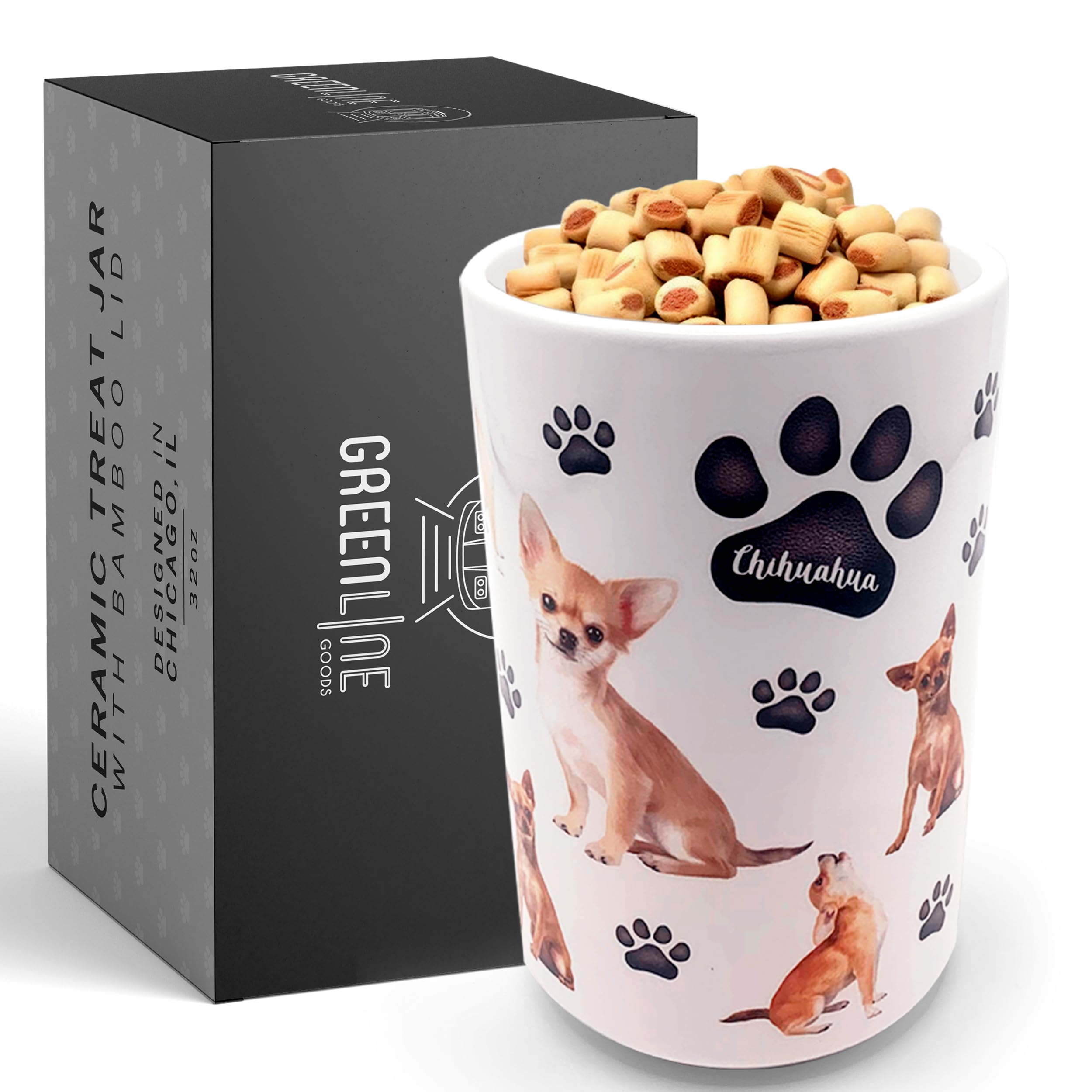 Buy Greenline GoodsPremium Dog Treat Ceramic Canister Set Chihuahua