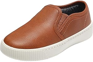 Boys Brown Faux Leather Slip-On Casual Dress Shoes