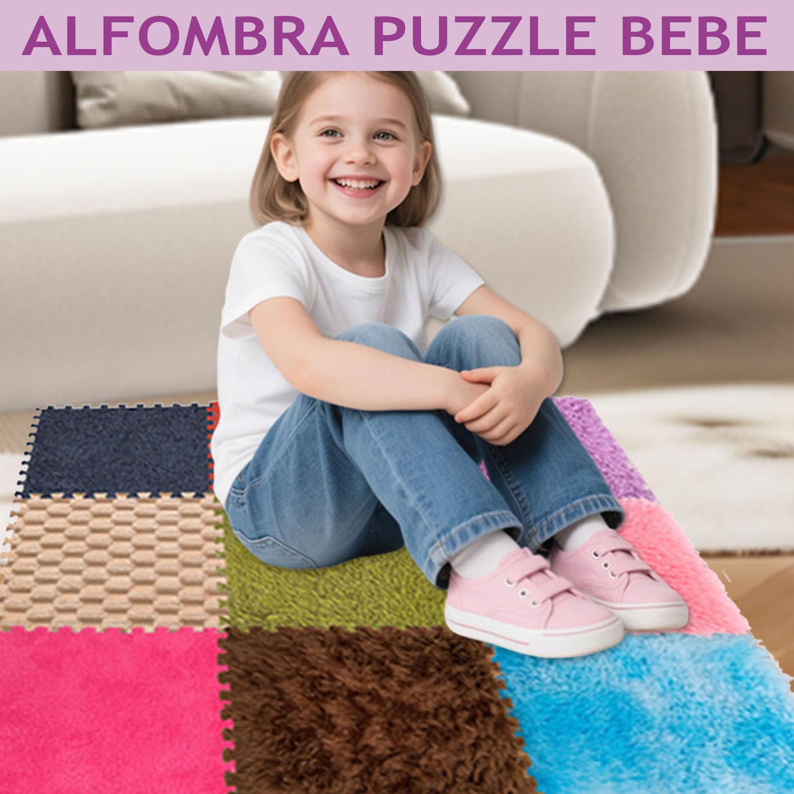 Alfombra Sensorial Bebe Entrelazada - 9 Texturas | Baldosas Sensoriales Antideslizantes para Niños Autistas | Tapete de Juego Táctil con Espuma Suave | Juguete Educativo Multisensorial (9 Piezas)
