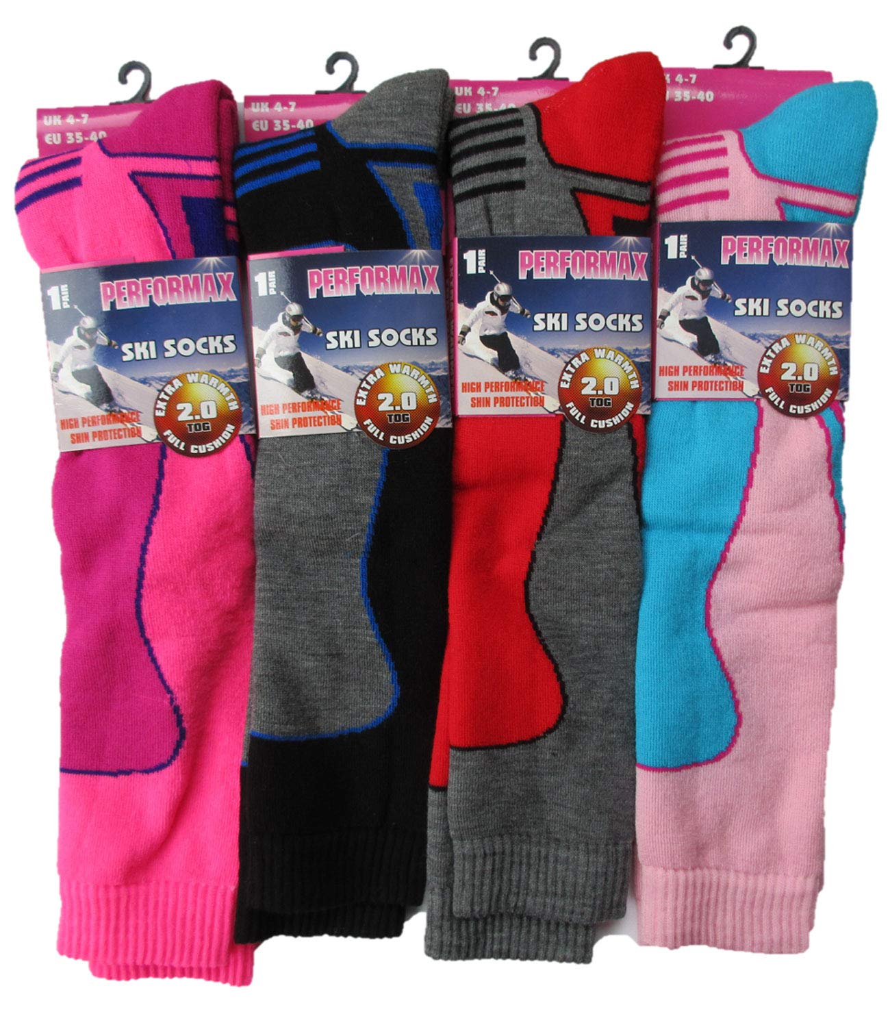 Indigo Soul Women's Assorted High Performance Ski Socks Thermal Snowboard Socks Long Hose