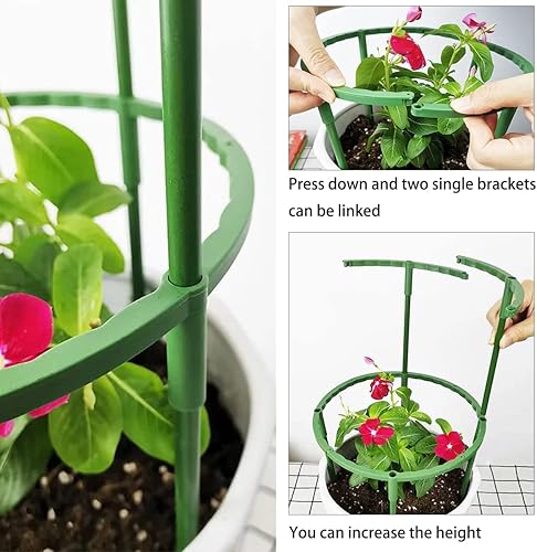 Miniatura 4 de Paquete de 12 estacas de soporte para plantas, anillo de soporte de plantas semicircular, jaula de plástico para macetas, enrejado de escalada para