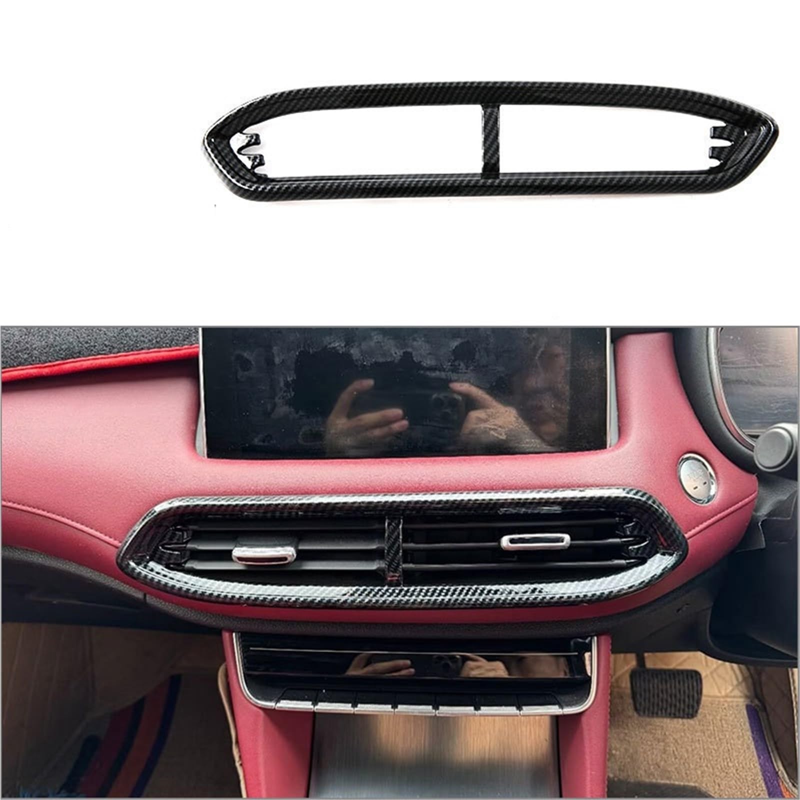 Folia na panel‌ Okleina skrzynia biegów‌ Pasuje do MG HS 2018-2023 LHD RHD ABS Carbon Fiber Car Center Console Osłona wylotu klimatyzacji Środkowa rama otworu wentylacyjnego AC(LHD)