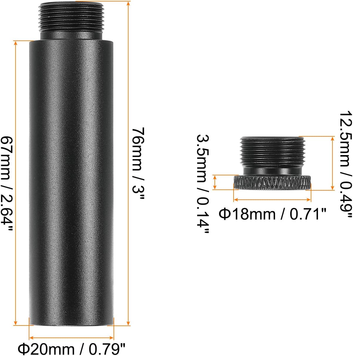 MECCANIXITY Mic Stand Extension Tube 5/8 Thread Microphone Extension Rod with 3/8 Female x 5/8 Male Mic Stand Adapter 1 Set