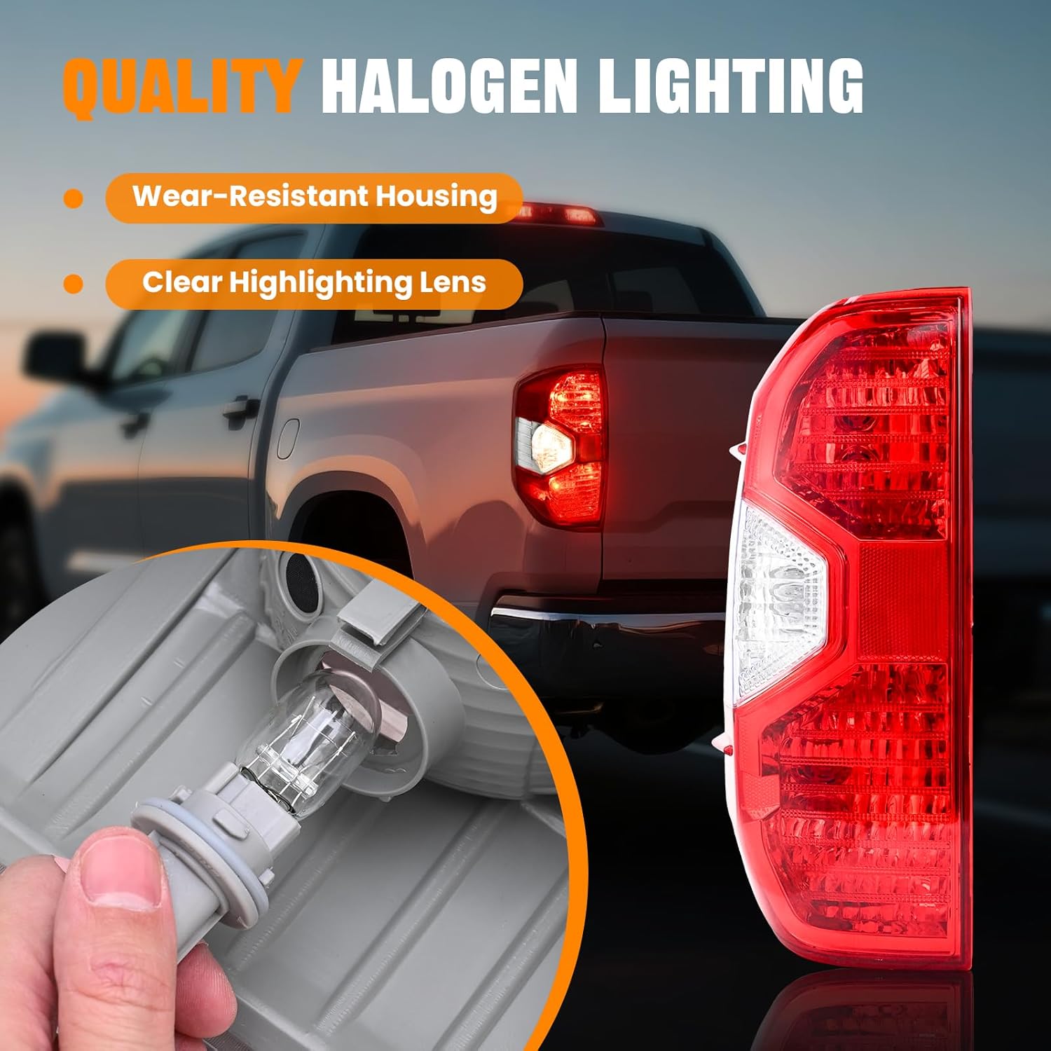 Tail Lights Compatible with Toyota Tundra 2014-2021 Pickup Left Rear Taillight Assembly Red Brake Signal Lamp with Bulbs, Replace # 81560-0C101 81560-0C100