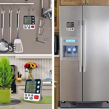 Digital Dual Kitchen 3 Channels Count Up/Down Cooking Large Display Loud Volume Alarm and Flashing