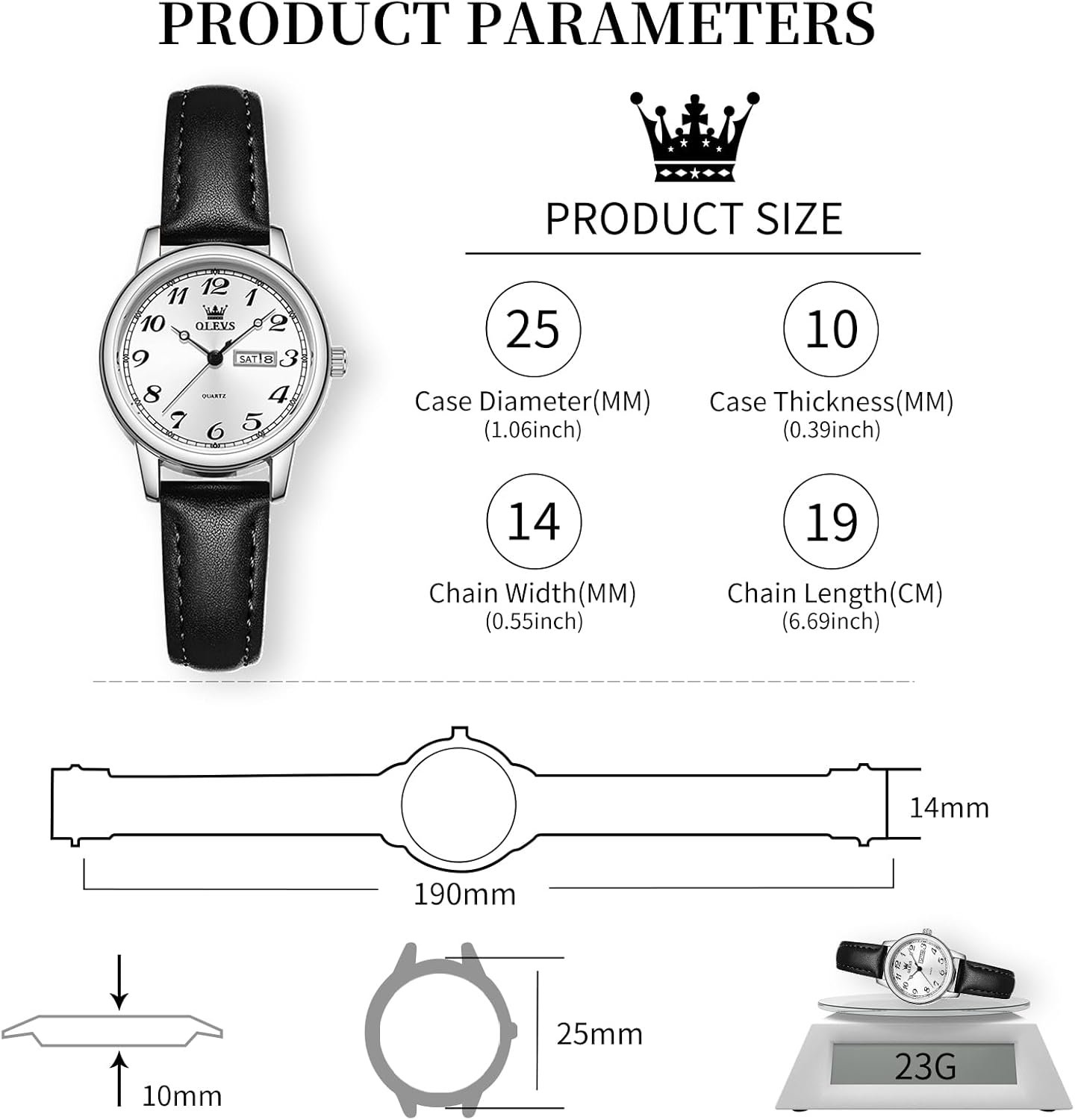 OLEVS Womens Watch Luxury Vintage Leather Watches for Women Simple Easy Read Minimalist Small Ladies Watch with Day Date Fashion Dainty Dress Waterproof Quartz Women's Wrist Watches Reloj para Mujer - Image 5