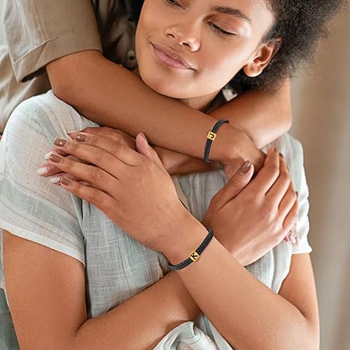 Miniatura 5 de VIBILIA Initial Bracelets for Women Men Teen Boys Girls Woven Rope Braided Letter Bracelet Gold 26 Alphabet Handmade Adjustable Black String