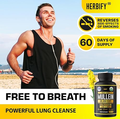 Miniatura 2 de HERBIFY Paquete de cápsulas de gordolobo y tintura de melena de león, apoyo de limpieza pulmonar y suplemento diario de hongos para memoria,