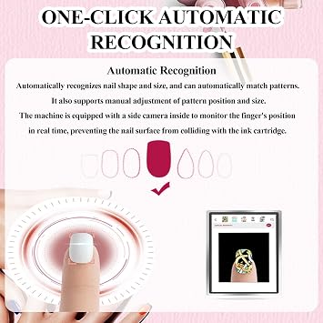 Digital Mobile Nail Art Printer, 3D Nail Printer for Nail Studio and Manicurists, Easy Photo Recognition, Compact Nail Stamping Machine for Nail Art Lovers