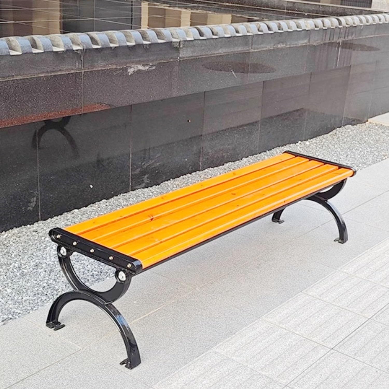 Panca da Giardino per Esterni, Panca da Portico Resistente alle intemperie per 2 Persone 120-150 cm Senza Schienale per Portico, Ingresso, Prato, Parco, Cortile(1.5m)