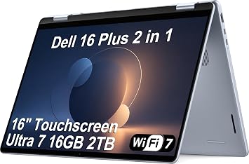 Dell 16 Plus, 16" 2-in-1 Laptop, Intel Ultra 7 256V, 16GB DDR5, 2TB SSD | FHD+ Touchscreen, Next Gen Inspiron 7640, Business Copilot+ PC, 21-Hr Long Battery Life, Backlit, FP, Wi-Fi 7, Win 11 Home