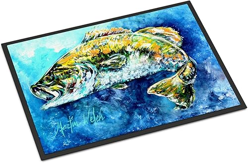 Caroline's Treasures MW1210MAT Bobby Bass - Tapete para puerta delantera, 18 x 27 pulgadas, para interiores y exteriores, para entrada,