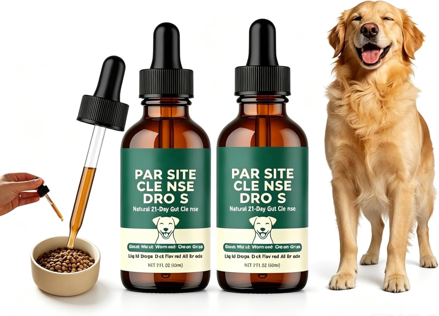 Gotas para perros y limpieza intestinal en formato de 2 piezas para mascotas 2