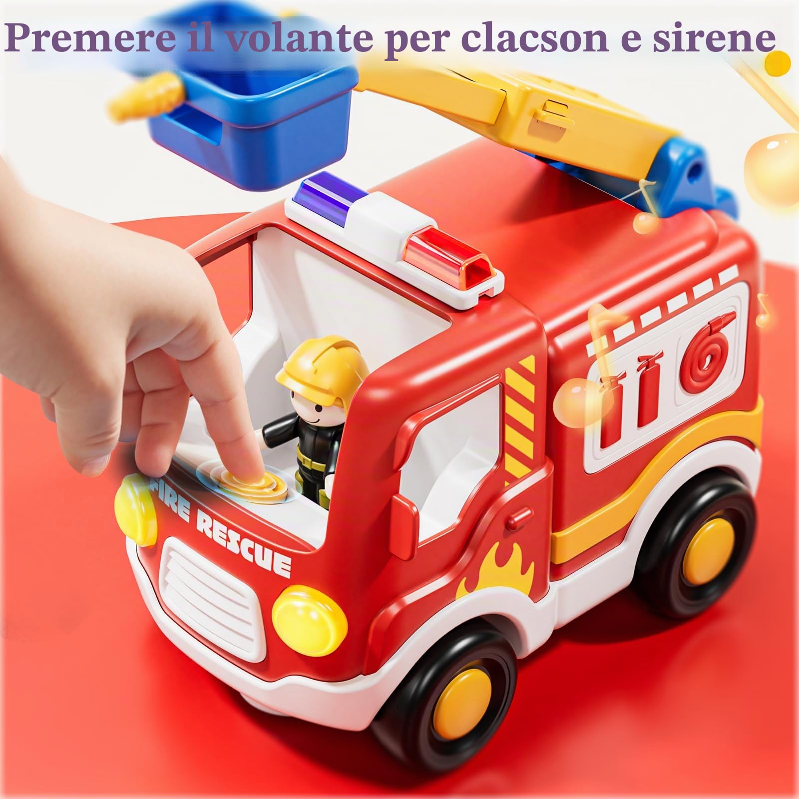 Lehoo Castle Macchina Telecomandata per Bambini, Camion Pompieri Giocattolo, Gioco Bambino 2 Anni, Regalo Bambino 2 Anni Maschio