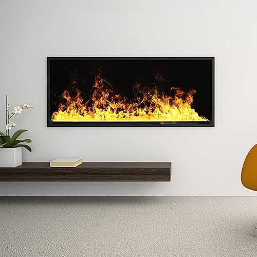Miniatura 3 de ARZARF Chimenea de vapor de agua montada en la pared, chimenea eléctrica con efecto de llama realista con panel de metal remoto, protección de