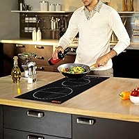 Vista 8 de VEVOR Placa de cocina eléctrica, 2 quemadores, estufa de inducción de 12 pulgadas, estufa magnética integrada de 3000 W, quemador multifuncional