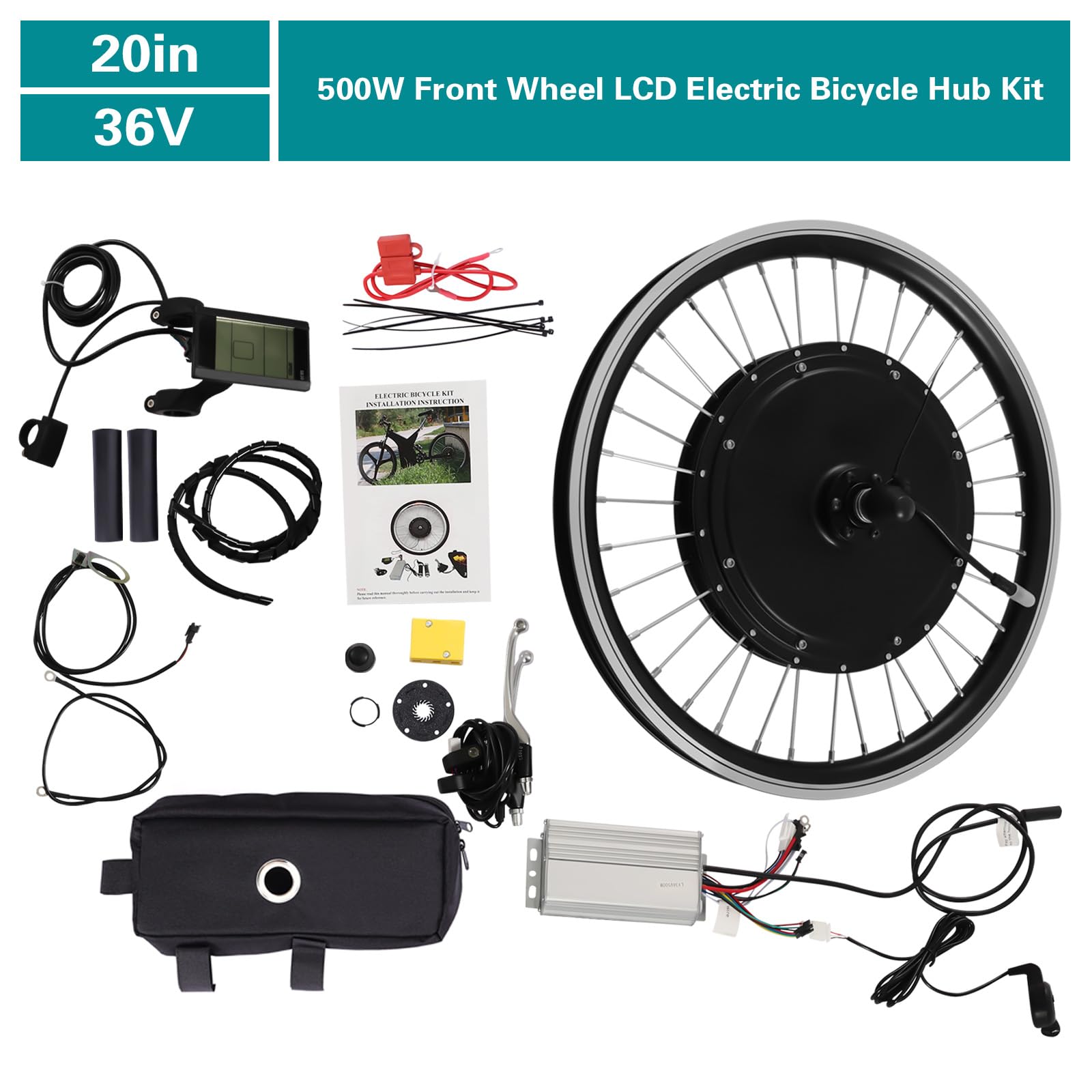 20Zoll 36V 500W E-Bike Vorderrad Umbausatz LCD Motor Conversion Kit(außer Batterie)