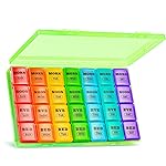 XL Large Weekly Pill Organizer 4 Times a Day, 7-Day Pill Boxes and Organizer AM PM, Big Compartments Pill Case, Monthly Medication Organizer 28 Days Dispenser for Fish Oils