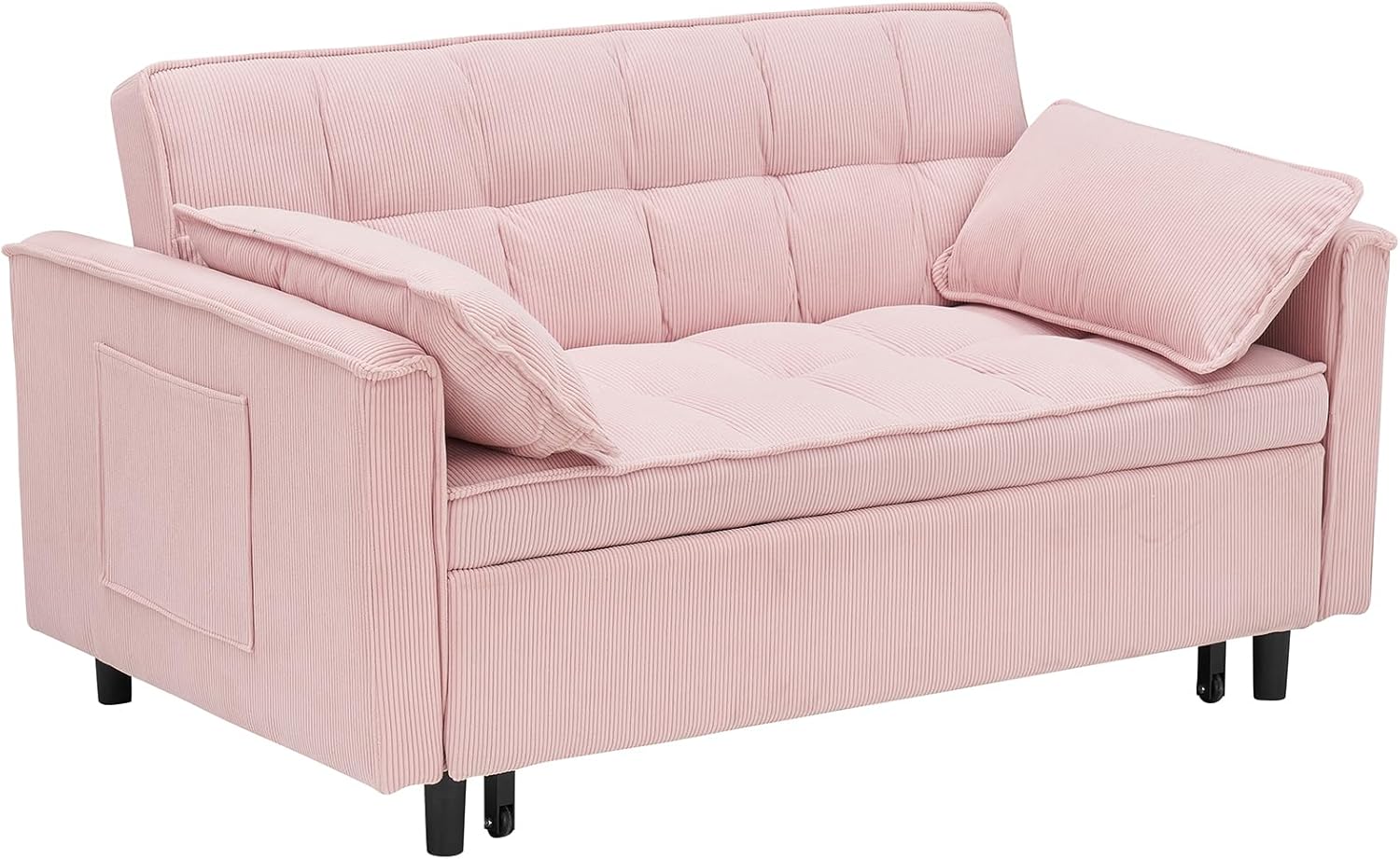Milllies Convertible Sofa Bed with Storage Modern Pink
