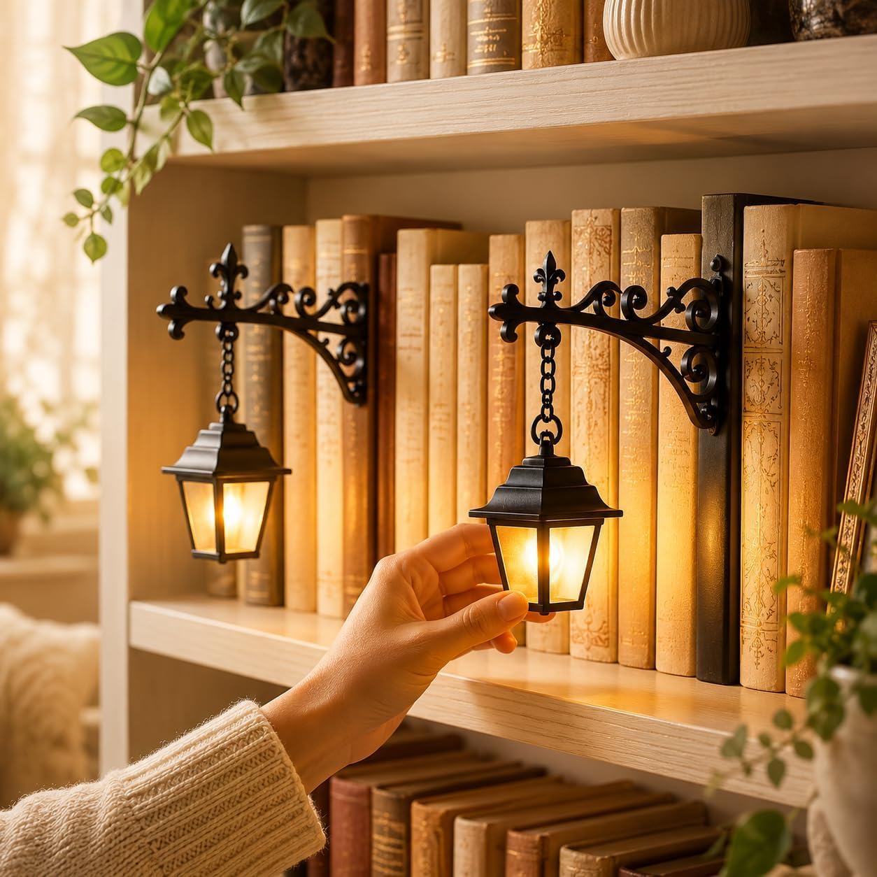 Siebkorb Library Lantern-Decorative Bookshelf Lighting, Vintage Fantasy Book Nook Lamp, Magic Reading Light for Bookworms, Portable Shelf Decor, Enchanting Gift for Literary Lovers (A 2PCS)