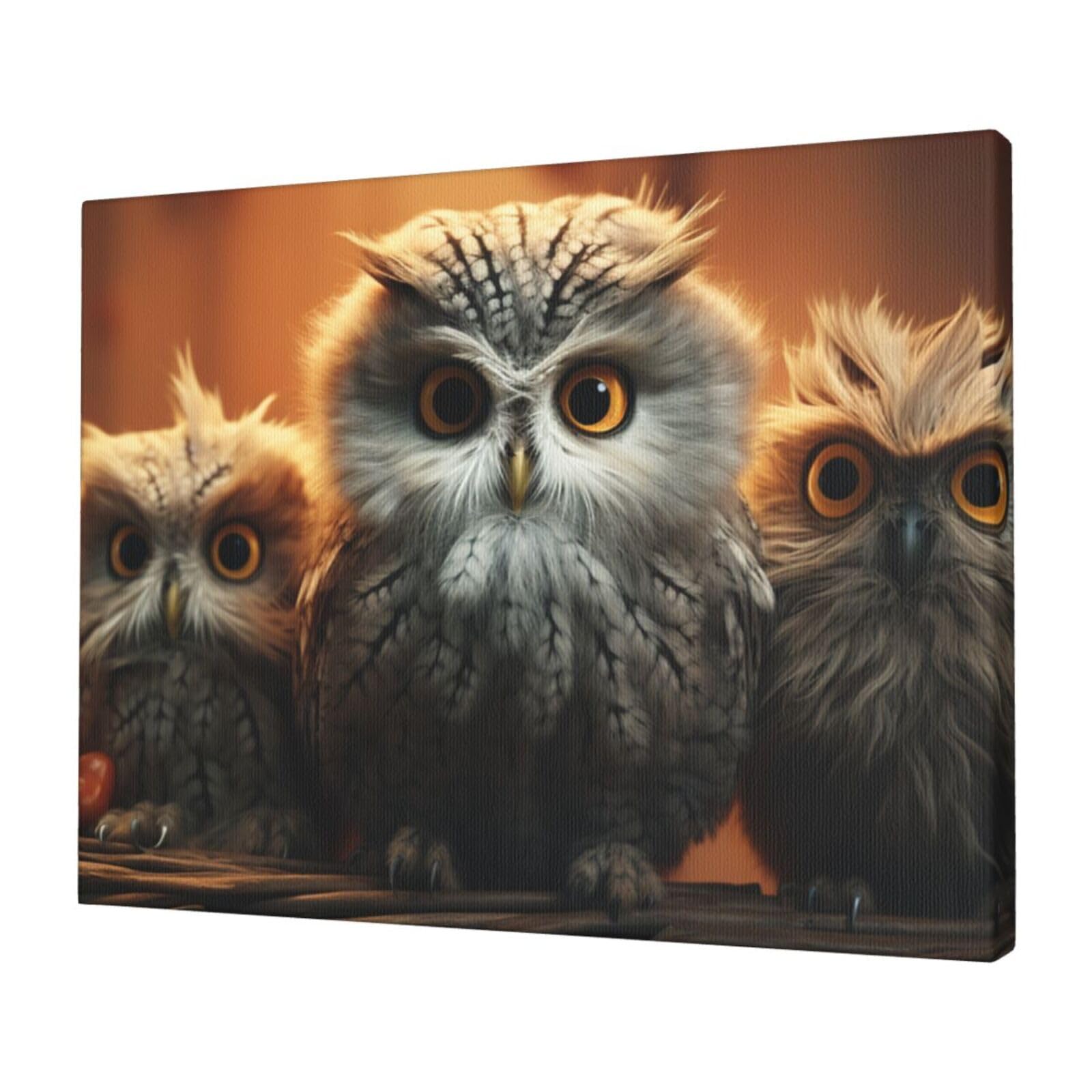 FodPand Canvas Wall Art for Living Room Wall Decor 12"x16" Modern Artwork Painting Pictures Hanging Canvas Prints cute Owl Baby Aesthetic Wall Art for Bedroom Bathroom Office Wallart Decor
